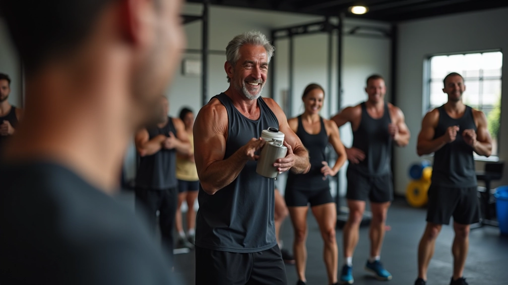 Group fitness class with multiple participants engaged in a team challenge workout