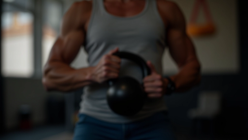 Close-up of proper kettlebell grip showing hand position and wrist alignment